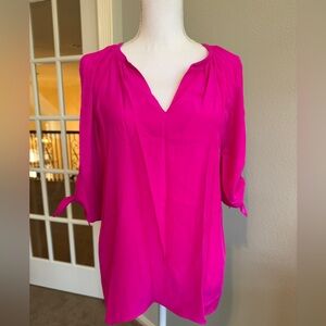 Lilly Pulitzer Fuchsia Pink Blouse Size Small 100% Silk